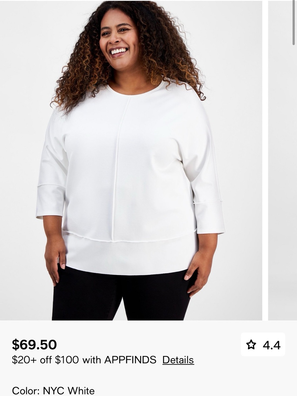 Jones New York Plus Size Serenity Knit 3/4 Sleeve Tunic Top
